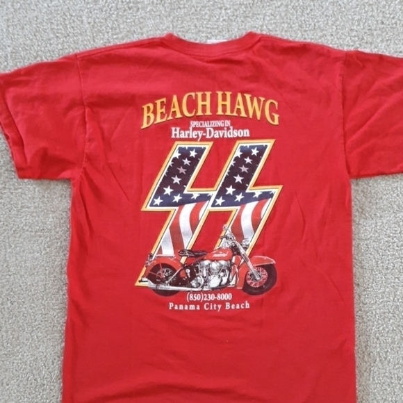 BEACH Hawg Harley Davidson Panama City T-shirt Tee Red - Picture 1 of 5